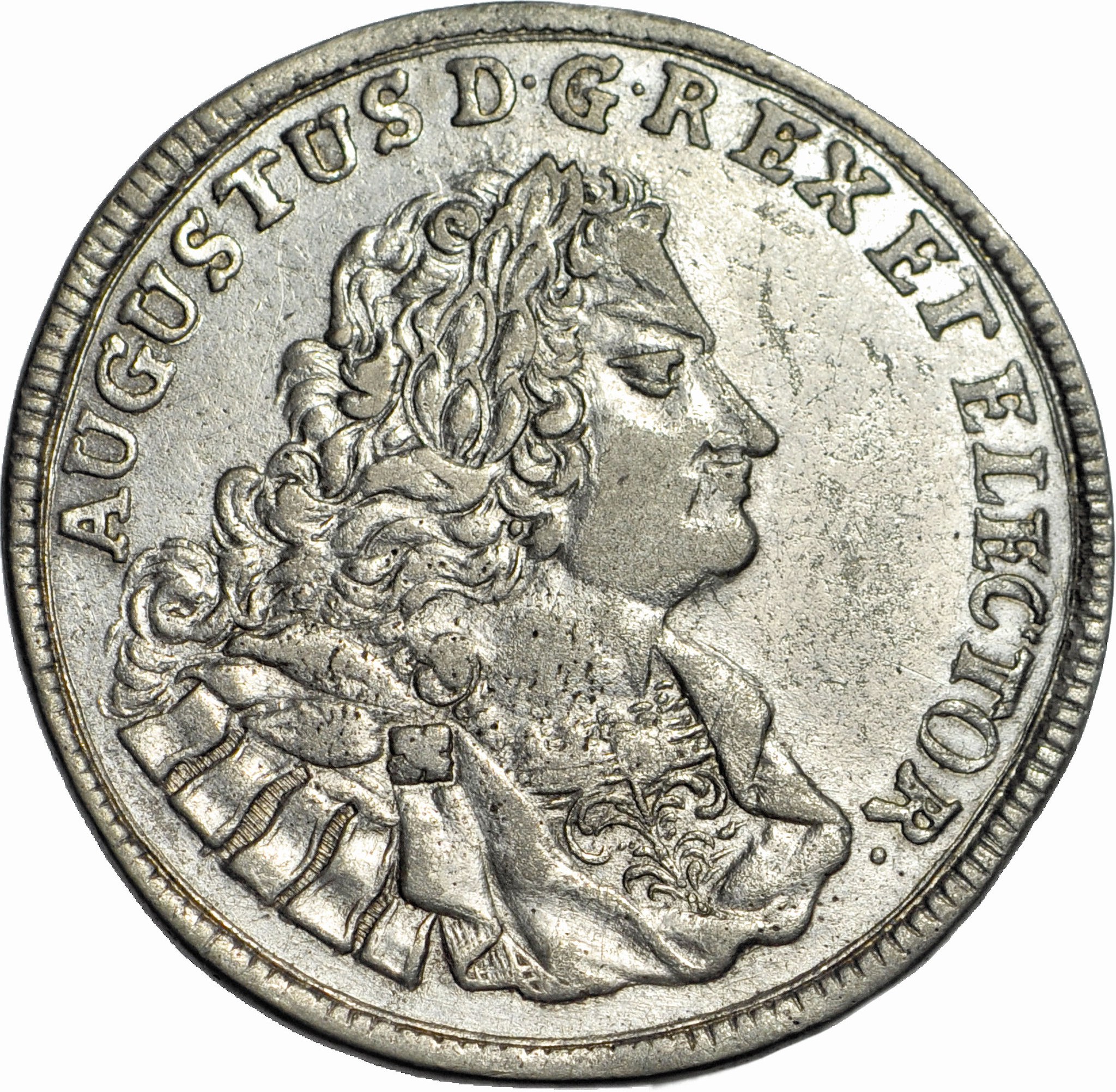 R-, August II Mocny, 2/3 talara (gulden) 1708 ILH, Drezno, MONOGRAM AR ...
