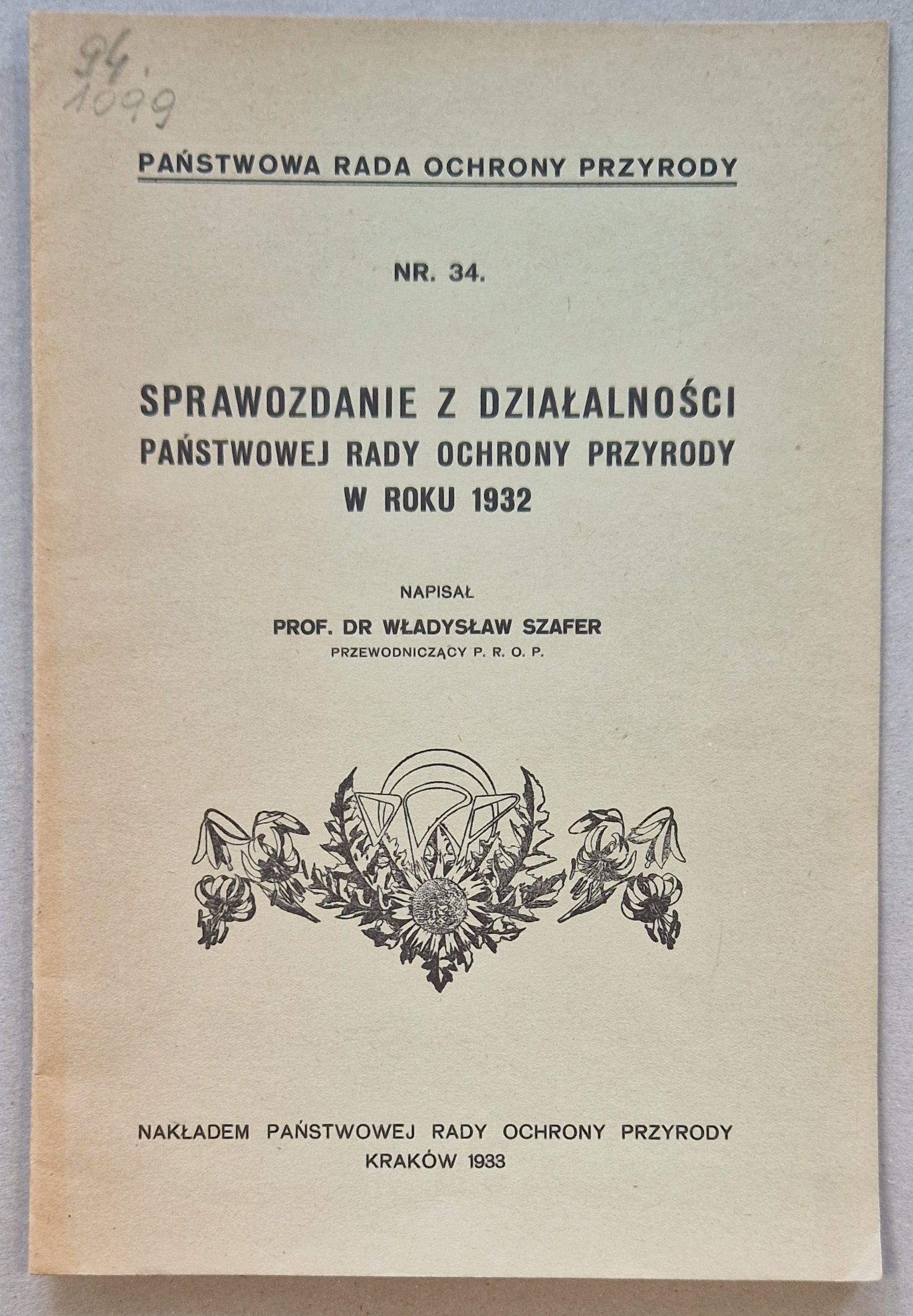 Szafer W. - Sprawozdanie z działalności Państwowej Rady Ochrony ...
