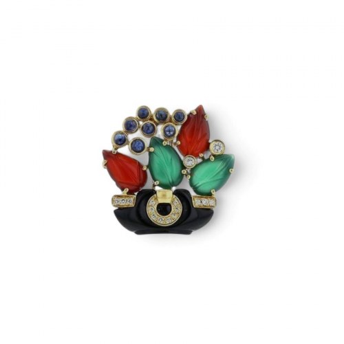 szafirami, diamentami, chryzoprazem i karneolem, Cartier