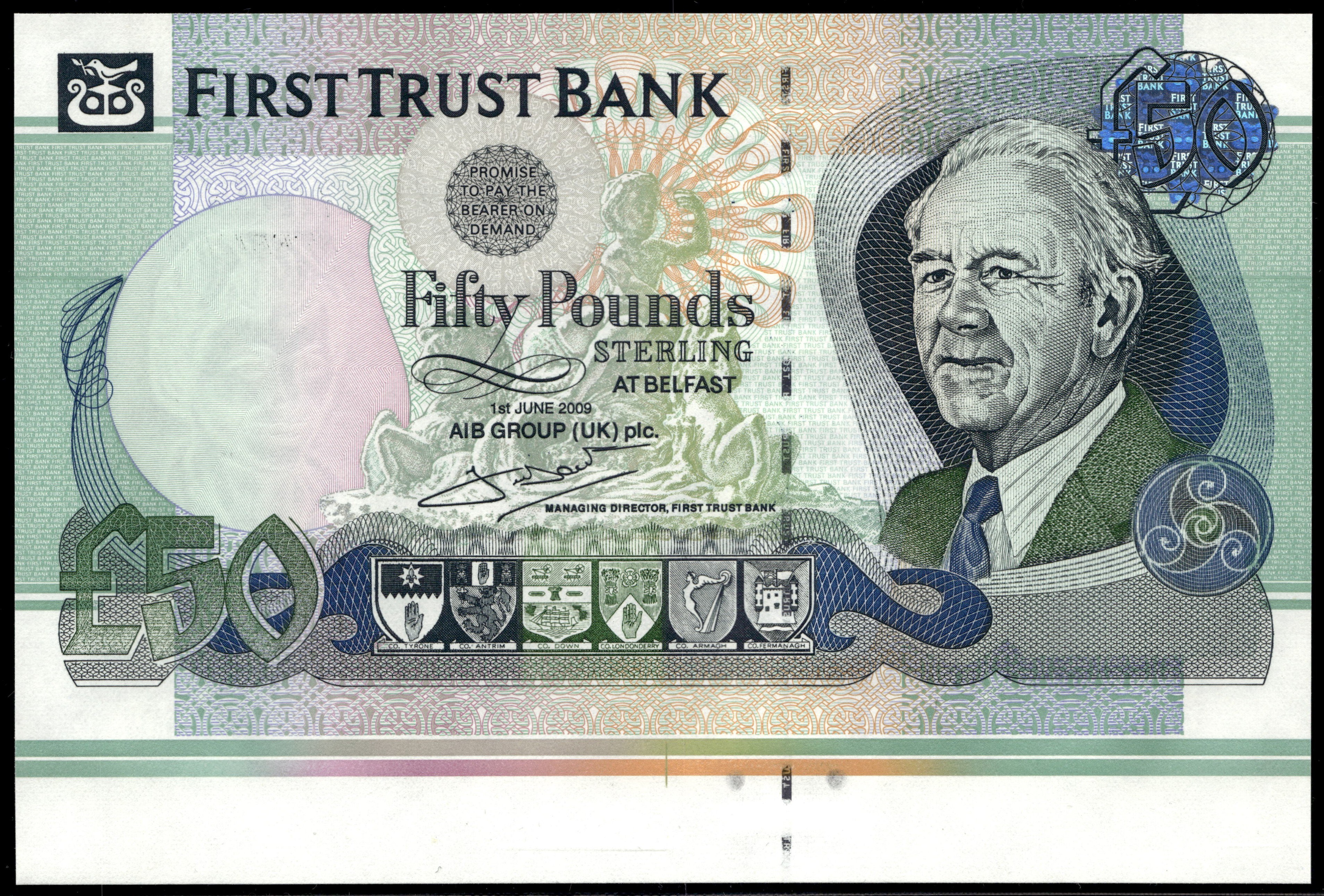Ireland. First Trust Bank 50 Pounds 2009 PROOF W/ Selvage - Online ...