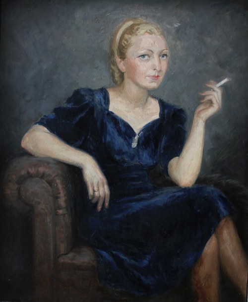 Portret kobiety z papierosem, Jadwiga Przeradzka-Jędrzejewska