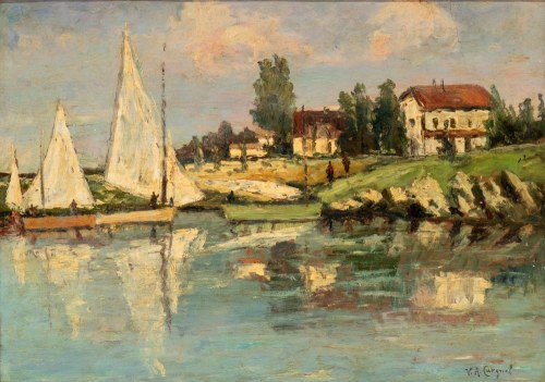 Łodzie na molo, Vittore Antonio Cargnel