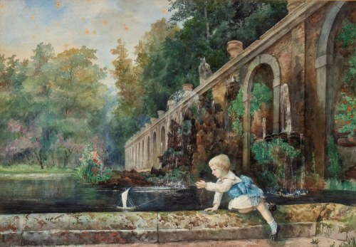 Dziecko bawiące się w Villa D'Este, Ettore Roesler Franz