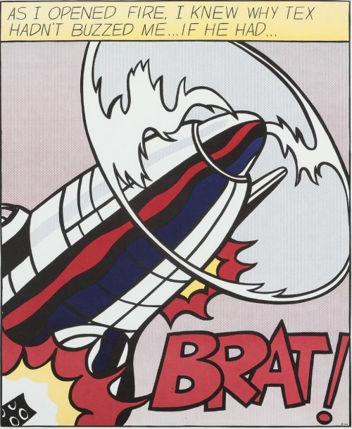 (1923—1997), As I Opened Fire, tryptyk, litografie z 1. edycji, 1966, Roy Lichtenstein