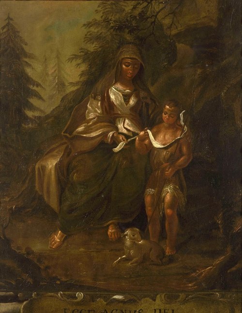 Matka Boska ze św. Janem w pejzażu, XVIII-wieczny malarz