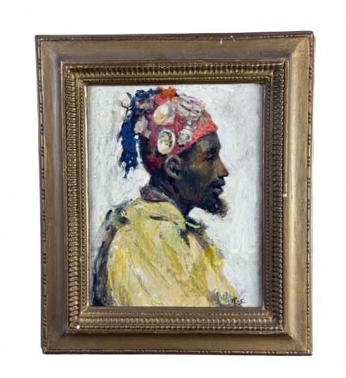 portret Araba w kapeluszu ozdobionym muszlami, NIEZNANY SYGNATUR