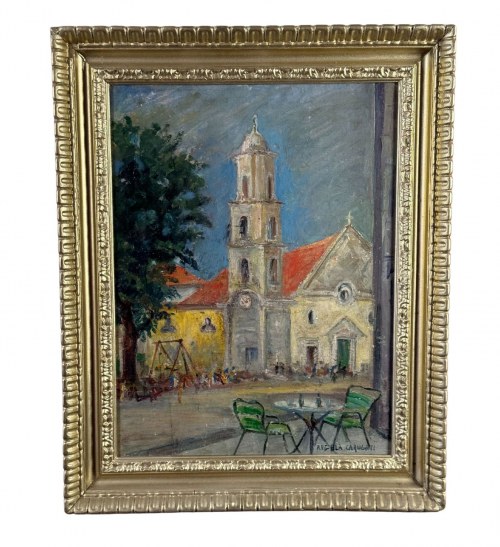 Ulica z kościołem i postaciami - Angela Carugati (1881 - 1977), Angela Carugati