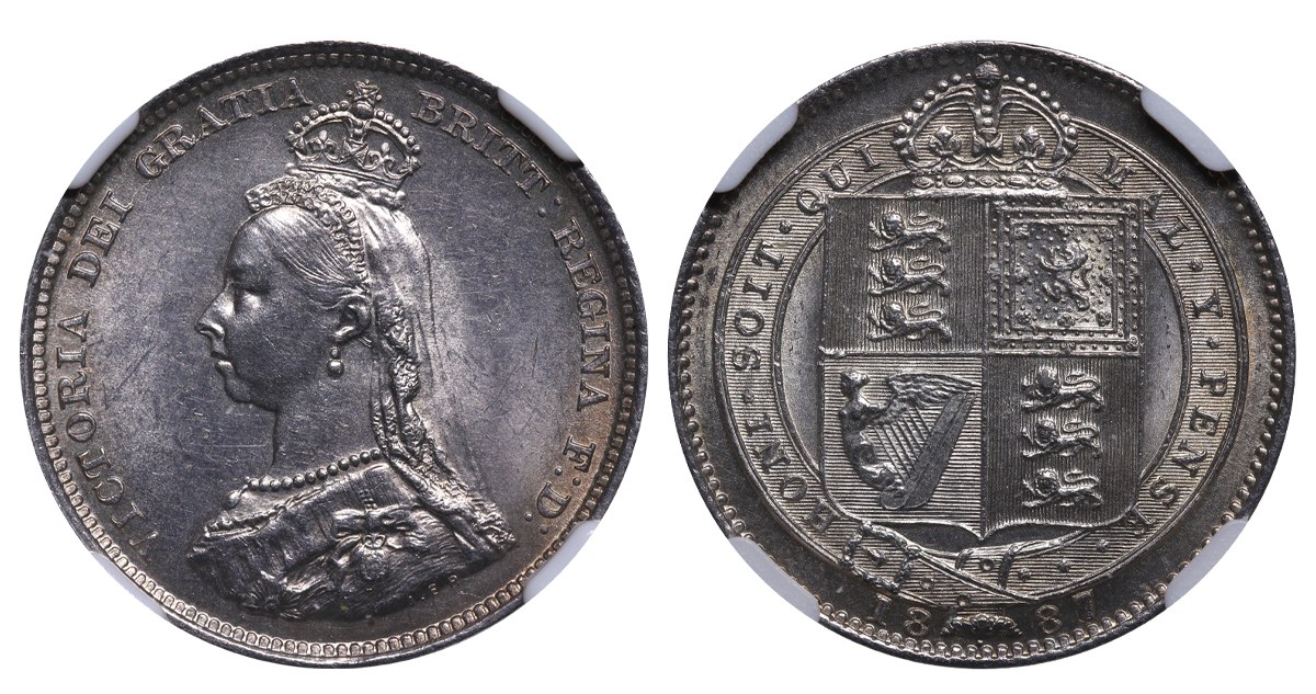 1887 イギリス NGC MS62 6Pence 未使用品 本物保証 United Kingdom, 6 Pence, 1887 year, NGC, MS 62