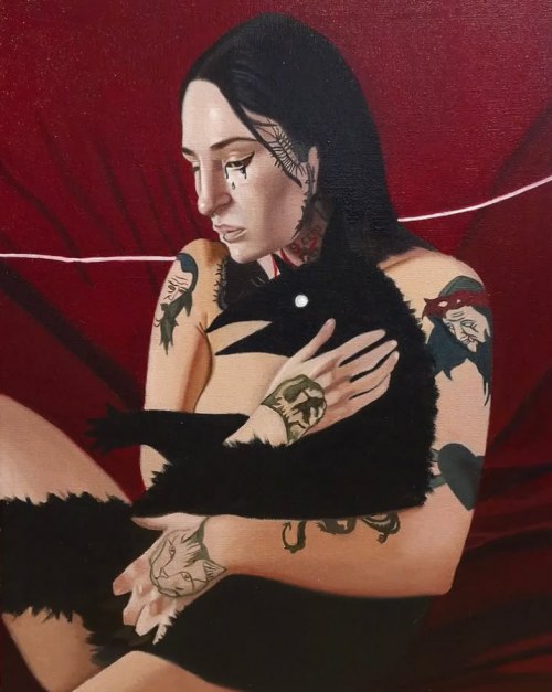 "Woman holding a devil", 2024, Michał Rostkowski