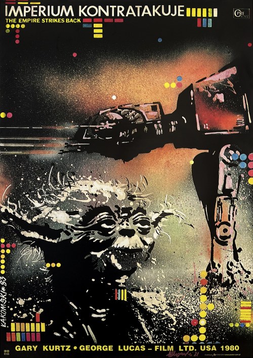 Imperium kontratakuje, projekt z 1983, druk - 2015. Plakat z autografem., Mirosław Łakomski