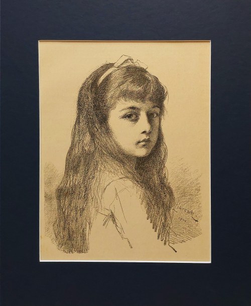 Portret dziewczynki, litografia, 1884, Leopold Horowitz