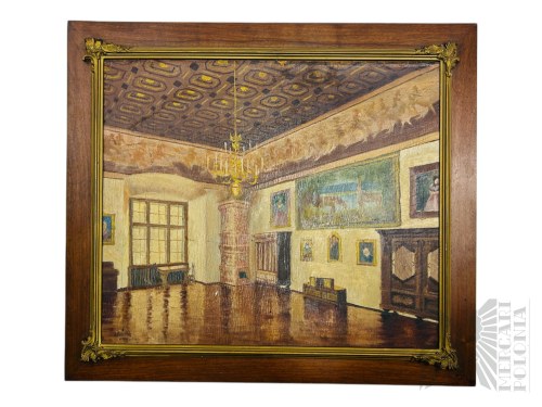 “Wawel” 1946 r. Sala Poselska, Olej na Desce, Jerzy Wroński