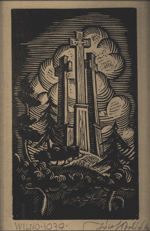 Józef (1905-1993) - Wilno: Góra Trzykrzyska. 1939. Drzeworyt, Józef Bodziński