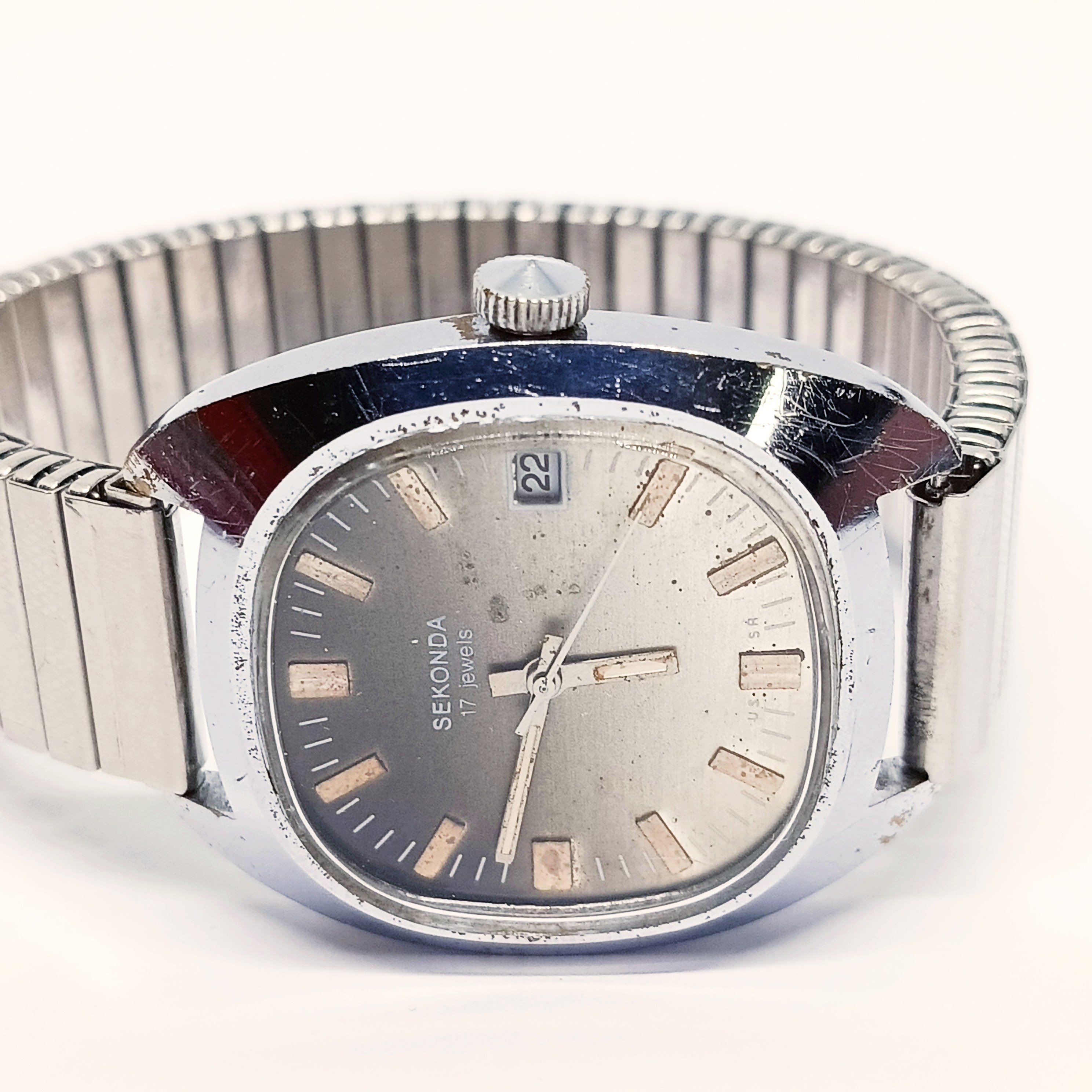 Men's Sekonda 17 Jewels Mechanical Date Diary Chromed 36 mm