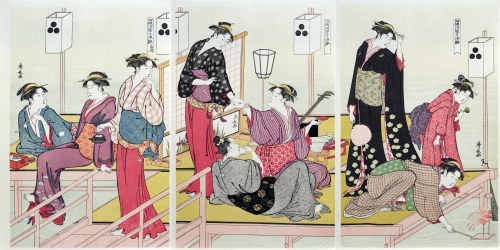 Letni wieczór przy moście Shijo, wyd. Adachi, Japonia, okres Showa, po 1960 r., Torii Kiyonaga