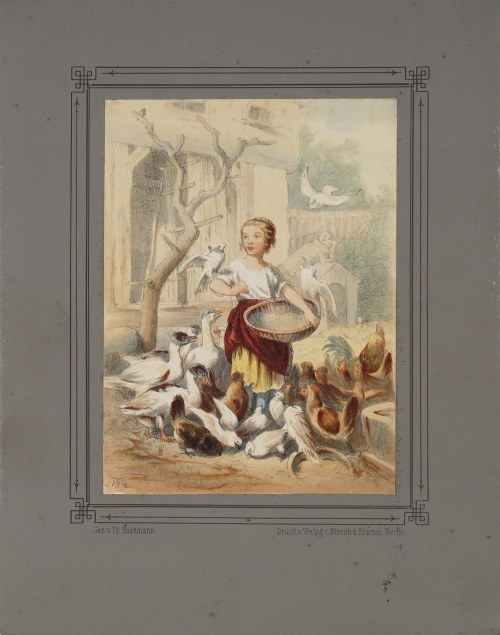 Zosia karmi ptaszki, 1854, Theodor Hosemann