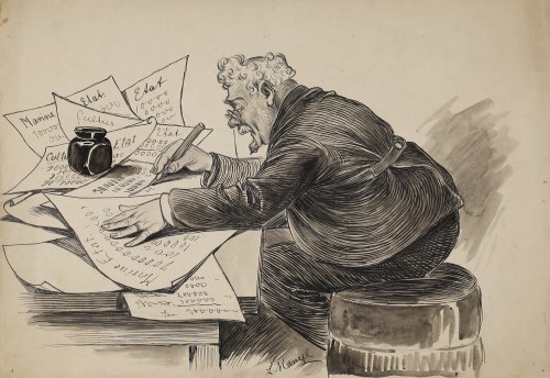 Karykatura szczecińskiego księgowego, XIX/XX w.[Szczecin, Kadyny], Ludwig Manzel