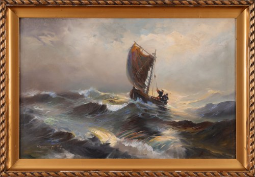 "Łódź na wzburzonym Bałtyku", M. Wyszkowski