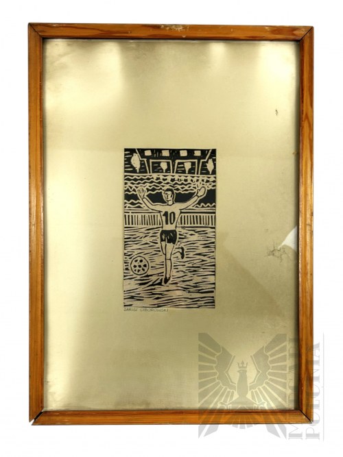 Linoryt na Papierze; Oprawa Centrala Księgarstwa „DK”, Zakład Obrotu Wydawnictwami Artystyczno-Graficznymi, Janusz Ciborowski (XX w.) - Obraz “Diego Maradona”