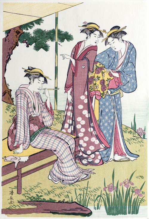 Letnie popołudnie w irysowym ogrodzie, wyd. Adachi, Tokio/Japonia, po 1960 r., Torii Kiyonaga