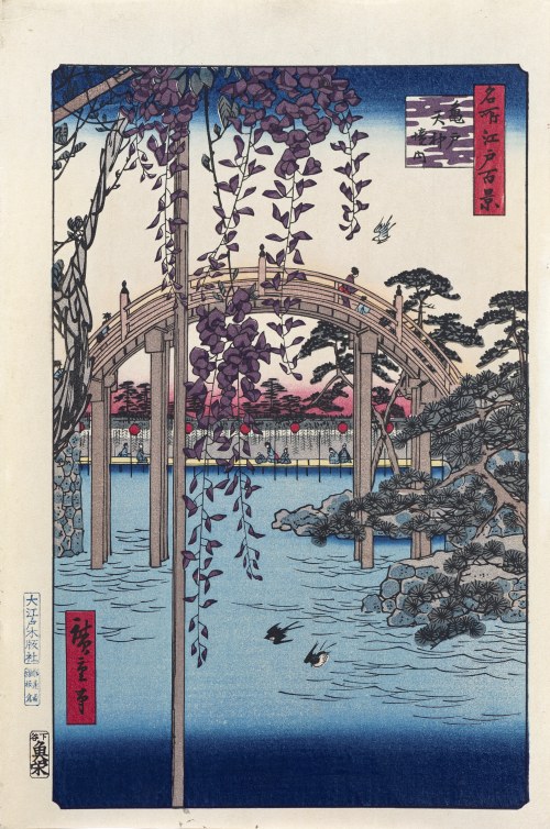 Świątynia Kameido Tenjin, z serii: „Sto słynnych widoków Edo”, wyd. Oedo Mokuhansha, Tokio/Japonia, po 1960 r., Utagawa Hiroshige