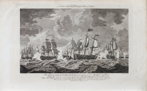 Wspaniała klęska floty francuskiej u wybrzeży Belle-Isle, wyd. James Harrison, Londyn/Anglia, 1786 r., Jabez Goldar