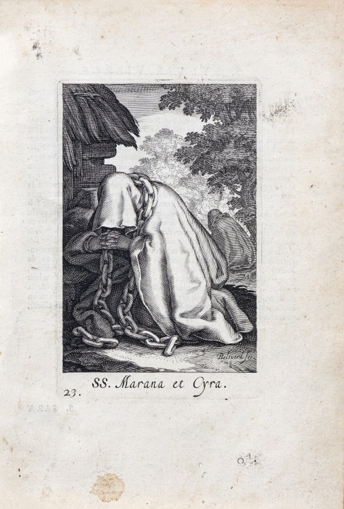 Święta Marana i Święta Cyra; z serii: Sacra Eremus Ascetriarum, Antwerpia, 1619 r., Boëtius Adamsz Bolswert
