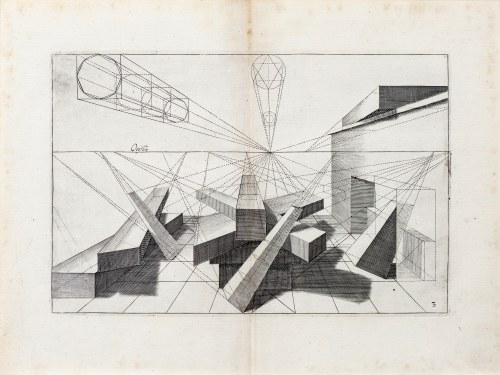 Perspektywa, z: Opera mathematica, czyli dzieła matematyczne dotyczące geometrii, perspektywy, architektury i fortyfikacji, wyd. Hendrik Hondius (1573-1650), Haga, Niderlandy, ok. 1615-1630 r., Hans Vredeman de Vries