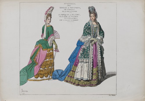 Panna de Keroual i Markiza de Belfont, z: „Ogólna i metodyczna ikonografia strojów...", wyd. Auguste Delatre, Paryż/Francja, 1863-1869 r., Raphael Jacquemin