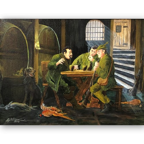 , Myśliwi przy stole, 2010, R. Gietraszkiewicz