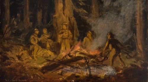 "Powstańcy styczniowi przy ognisku", Walery Eljasz Radzikowski
