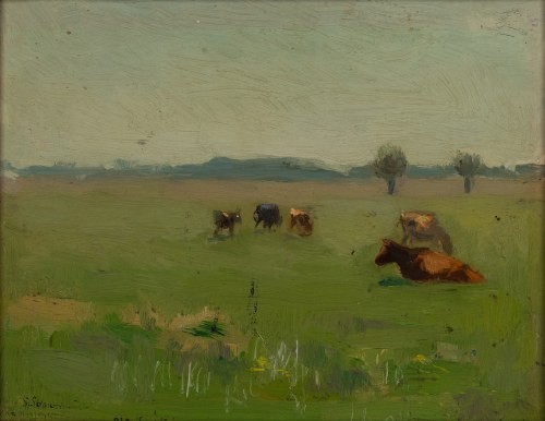 "Krowy na łące", Stanisław Straszkiewicz