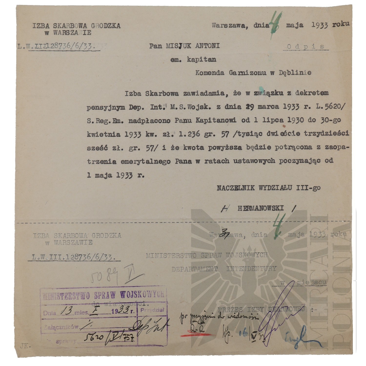 II RP - Copy of Letter from the Tax Chamber to Capt. Pilot Antoni ...