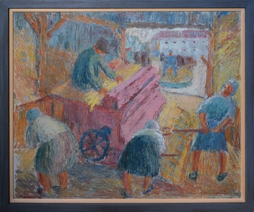 Młocka, ok 1950, Józef Skrobiński