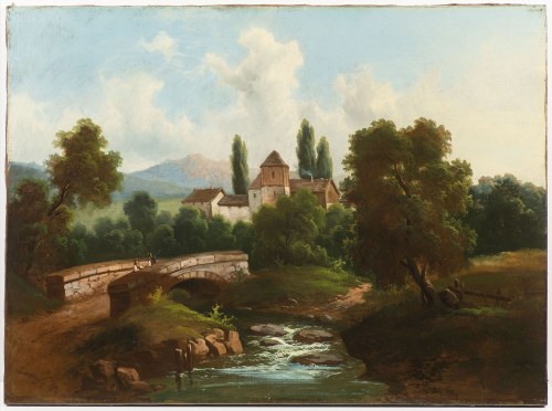 Krajobraz wiejski, Malarz XIX wiek