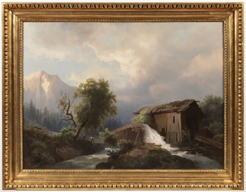 1828-1899), Pejzaż alpejski z młynem, Joseph Thoma