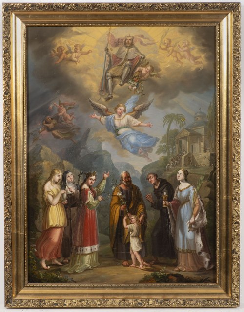 biblijna scena św. Wacława na obłokach w otoczeniu aniołów, Václav Markovský
