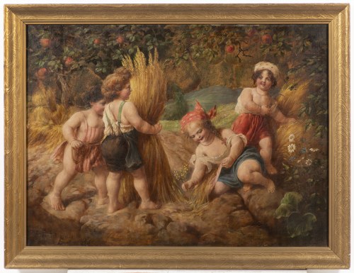 Dzieci na polu ścinające zboże., Friedrich Schlegel