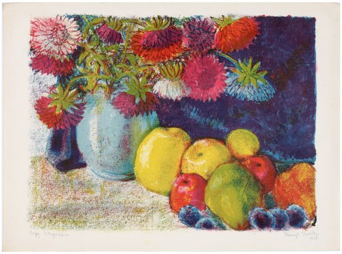 Martwa natura z owocami i kwiatami, 1938, Henryk Teichler