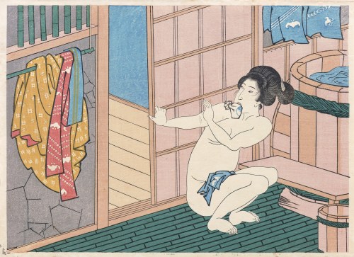 Naga gejsza w łaźni, z serii: Klejnot Nohikage, Japonia, przed 1960 r., Utagawa Kuniyoshi