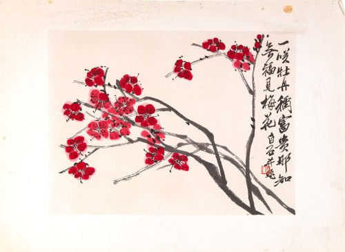 Kwitnąca śliwa; 1953, Qi Baishi