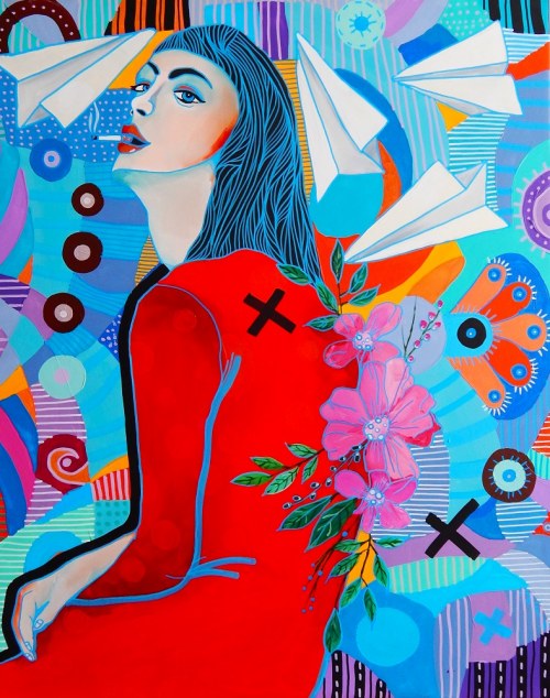 Ona i czerwona sukienka, 2019, Marcin Painta