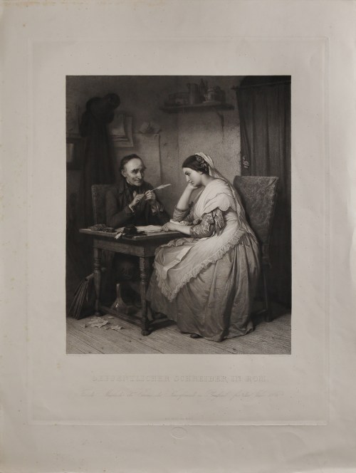 U pisarza publicznego, (tyt.oryg.: „Oeffentlicher Schreiber in Rom”), 1856, Konstantin Cretius