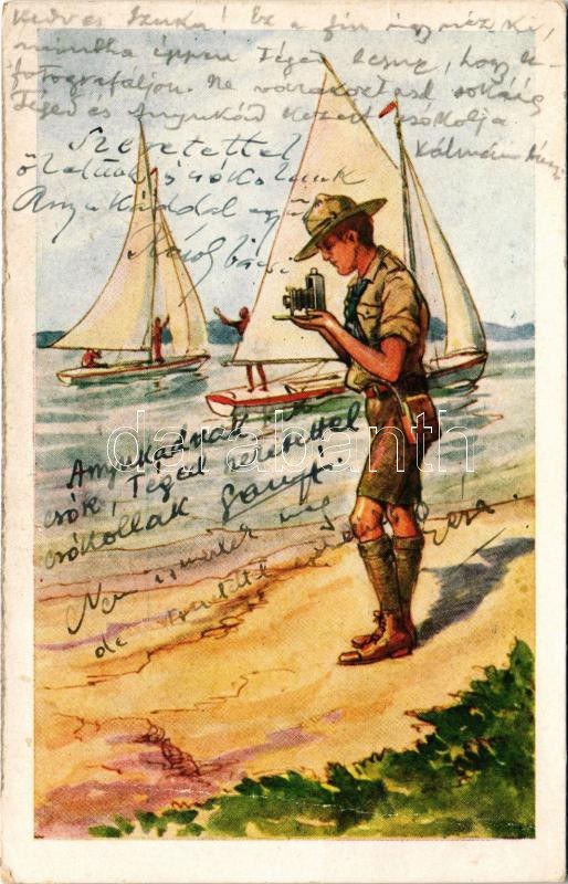 Vízi cserkészek. Rigler József Ede kiadása R.J.E. 8001. / Hungarian boy ...