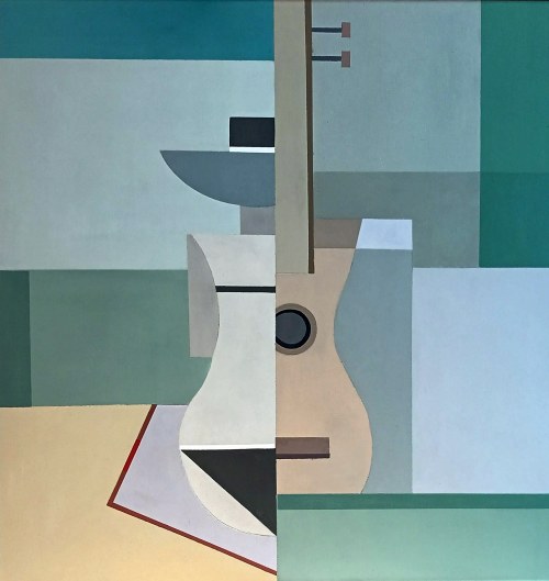 Kobieta w kapeluszu i gitara, 2024, Jan Pływacz