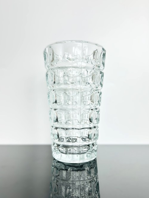 Duży wazon z prasowanego szkła, Heřmanova Hut', 1963, wzór 20040/200, wysokość 31 cm, František Pečený