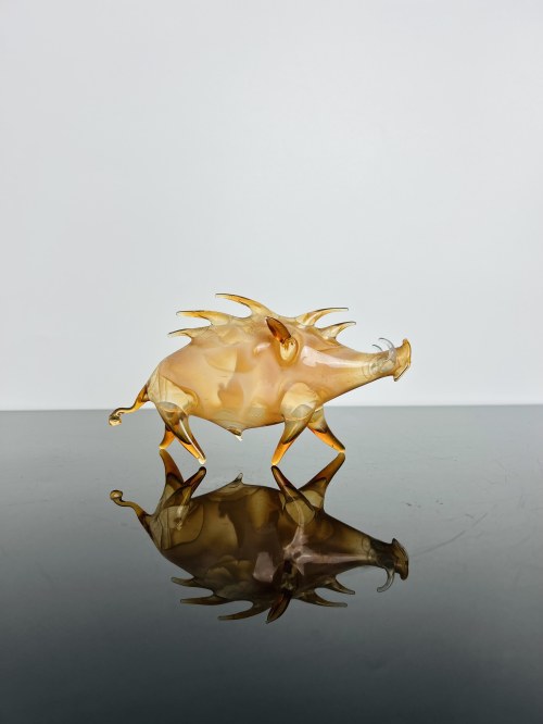 Figura świni, huta szkła Železný Brod, 1959-1960, rękodzieło, Jaroslav Brychta
