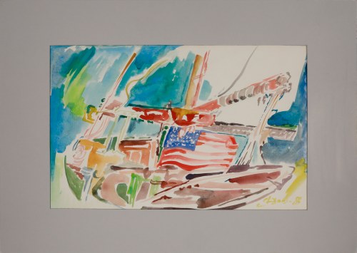 Łódź z amerykańską flagą, 1988, Stefan Dousa