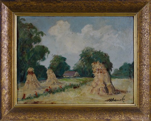 Krajobraz ze snopkami siana, Stanisław Habrowski