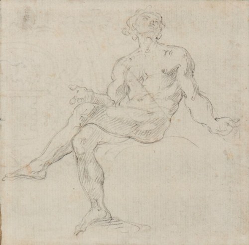 Giovanni Paolo Panini (przypisywany) Studium siedzącej postaci męskiej,, Giovanni Paolo Panini